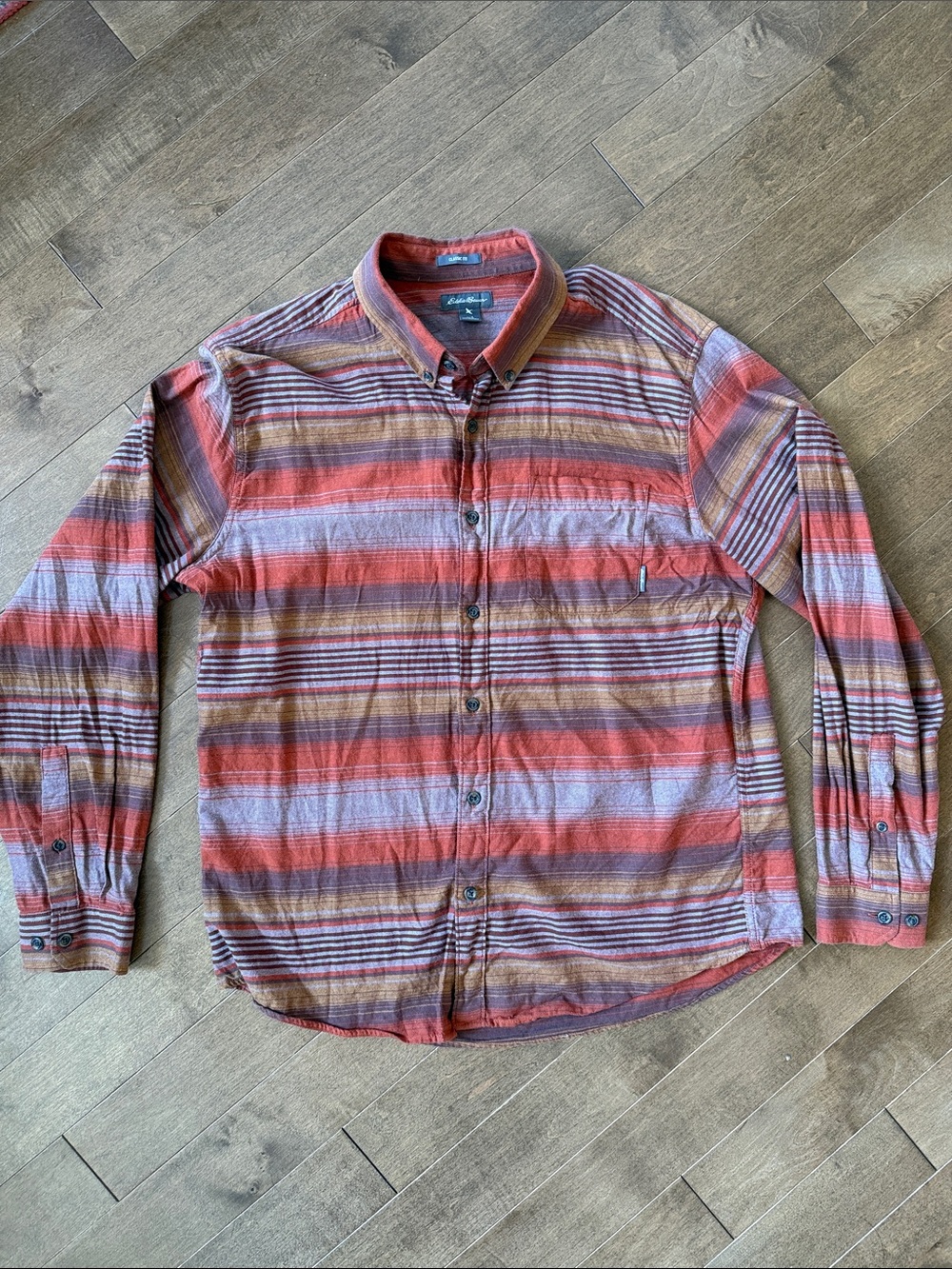 EUC. Eddie Bauer Button-Down Striped Long Sleeve Shirt - Men’s L